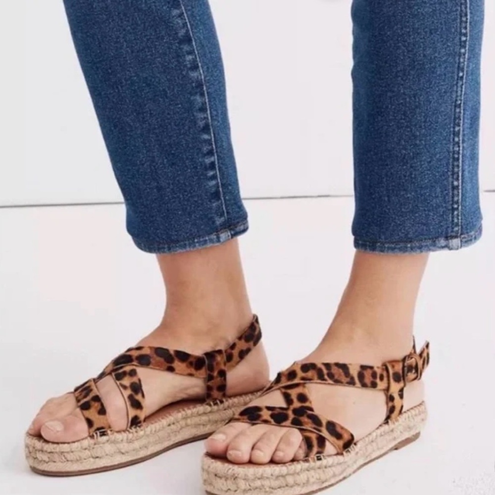 Madewell Malia Espadrille Leopard Platform Sandals Size 9